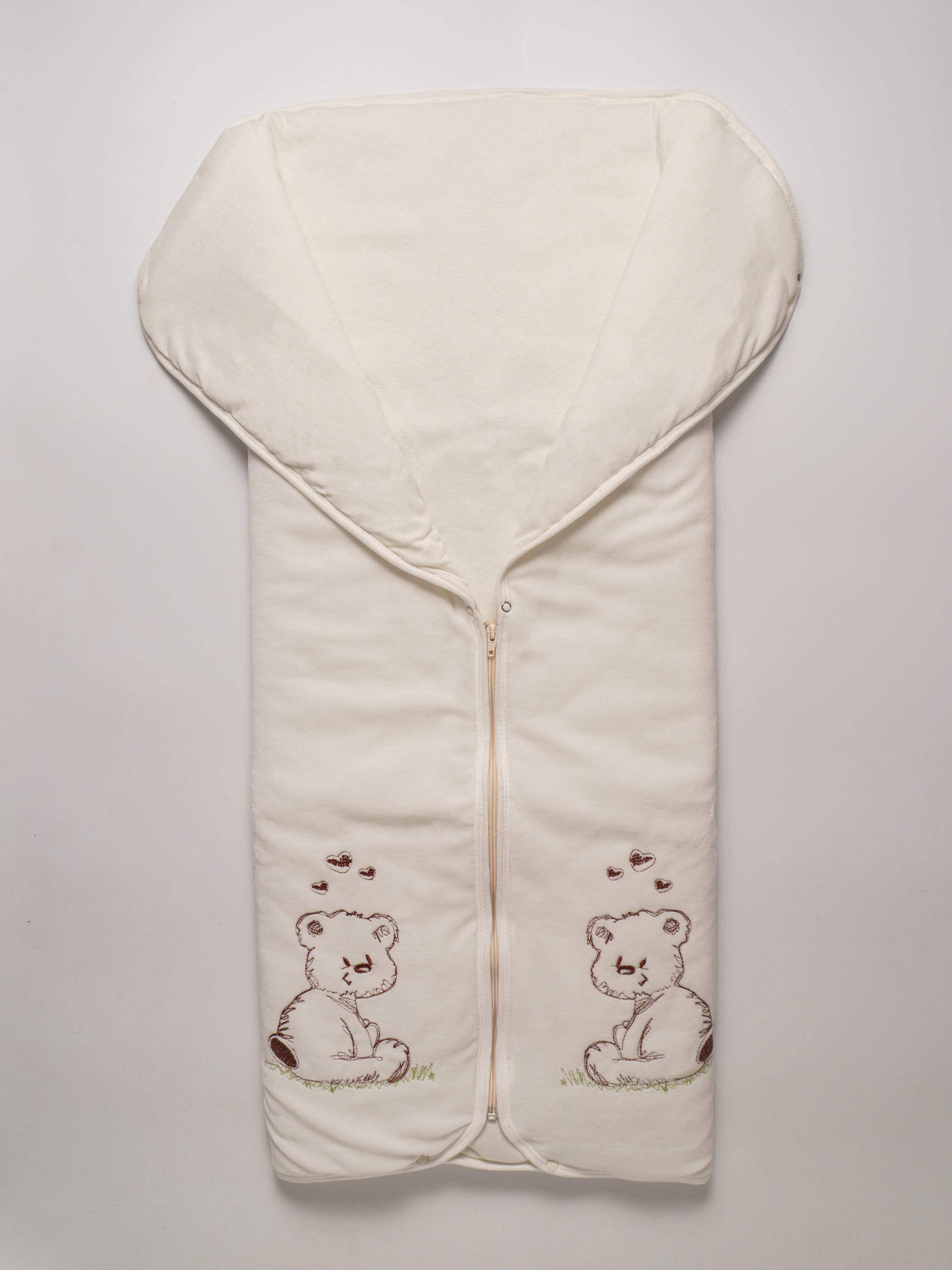 Конверт-одеяло на молнии с вышивкой Экрю 82*92 53-150