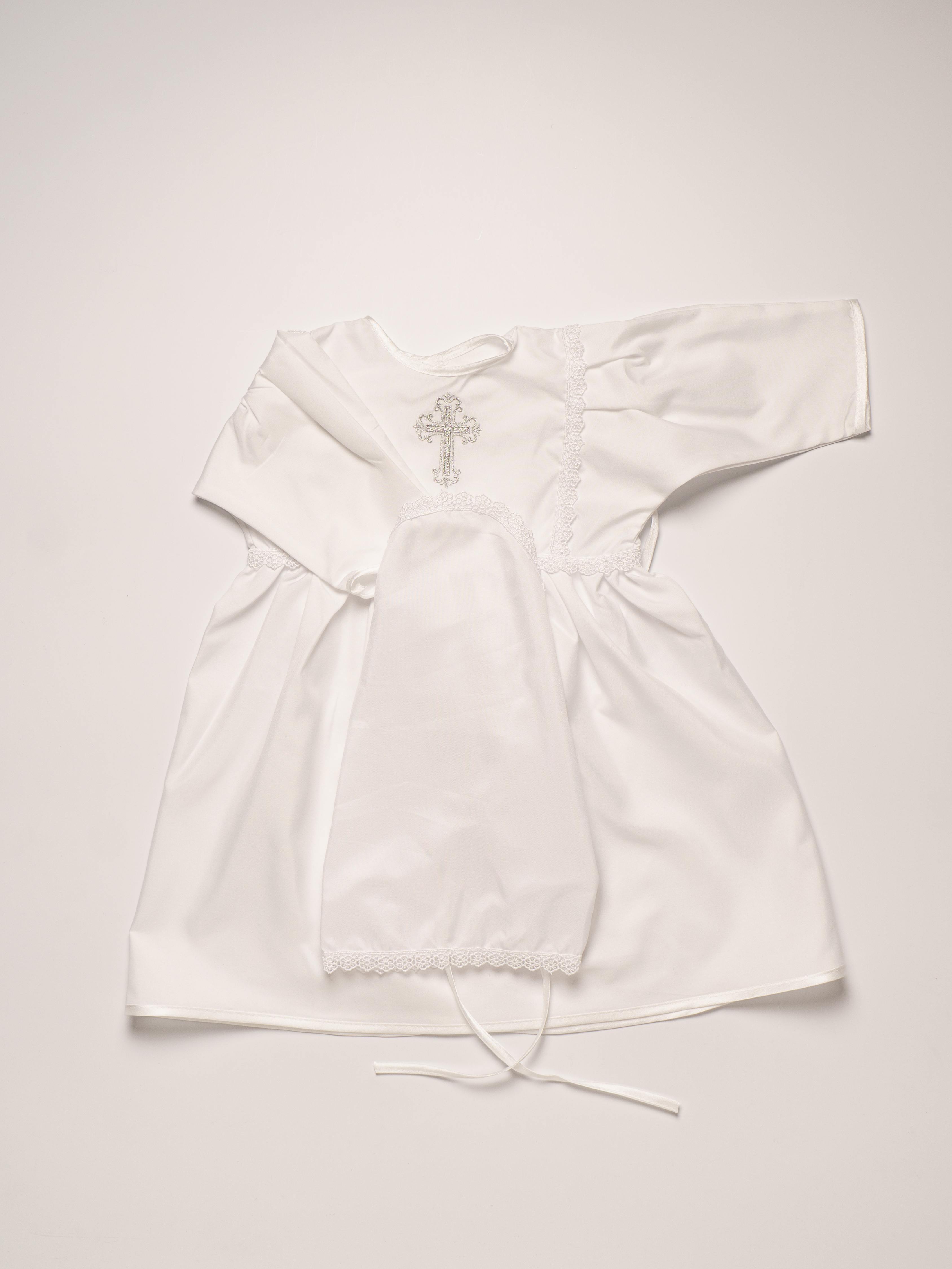 Крестильное платье для девочки с косынкой р.68-74 1204